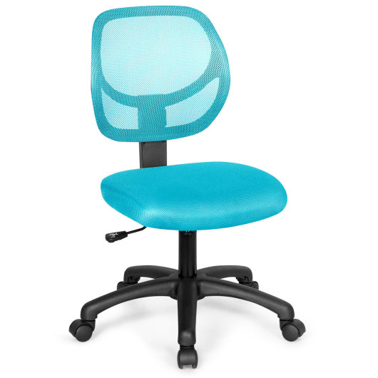 Low-back Computer Task Chair with Adjustable Height and Swivel Casters-Blue - Image 5