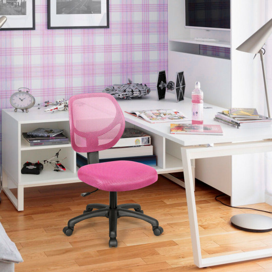 Low-back Computer Task Chair with Adjustable Height and Swivel Casters-Pink - Image 4
