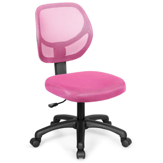 Low-back Computer Task Chair with Adjustable Height and Swivel Casters-Pink - Image 6