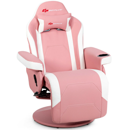 Ergonomic High Back Massage Gaming Chair with Pillow-Pink - Image 5