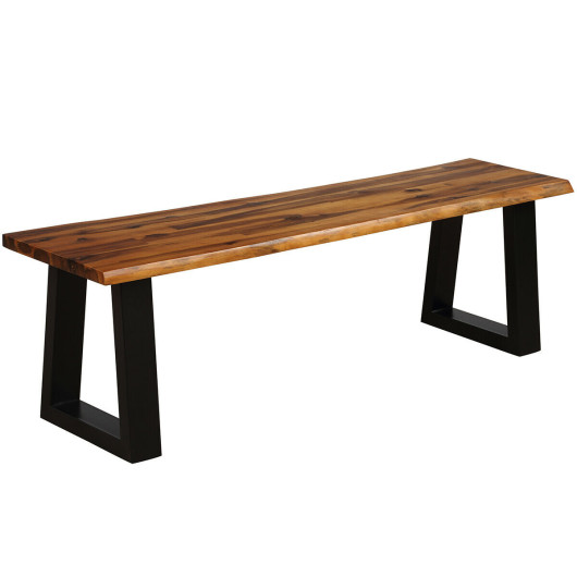 Solid Acacia Wood Patio Bench Dining Bench Seating Chair - Image 2