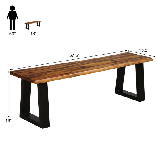 Solid Acacia Wood Patio Bench Dining Bench Seating Chair - Image 3