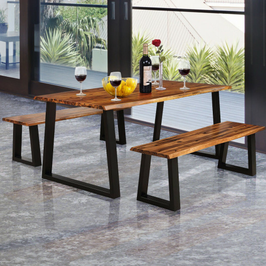 Solid Acacia Wood Patio Bench Dining Bench Seating Chair - Image 4
