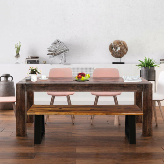 Solid Acacia Wood Patio Bench Dining Bench Seating Chair - Image 6