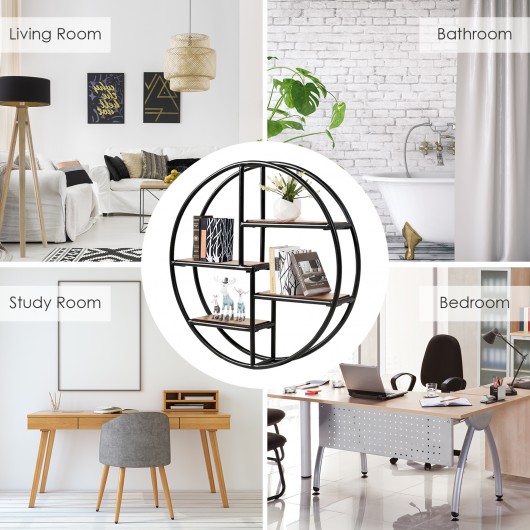 Hanging Storage Shelf Circular Wall-Mounted 4-Tier Rack - Image 5