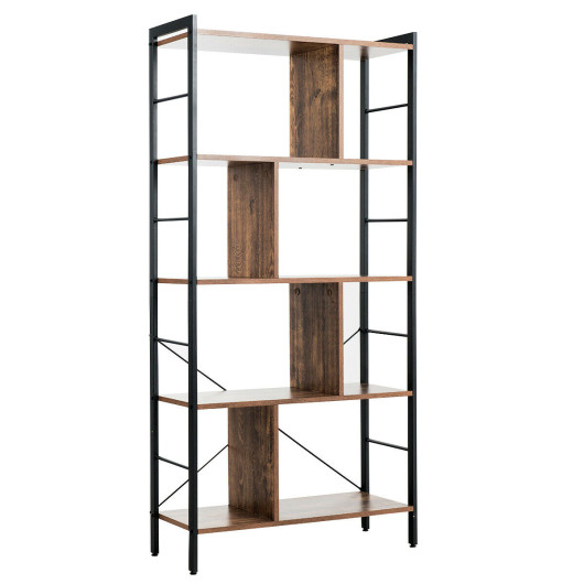 4-Tier Industrial Freestanding Bookshelf with Metal Frame - Image 5