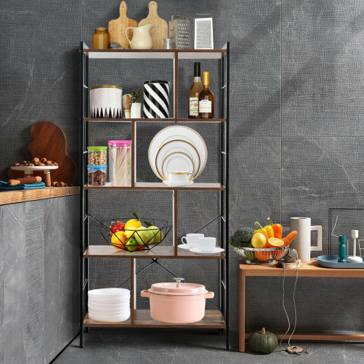 4-Tier Industrial Freestanding Bookshelf with Metal Frame - Image 3