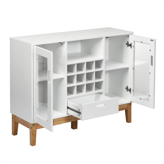 Wood Wine Storage Cabinet Sideboard Console Buffet Server-White - Image 4