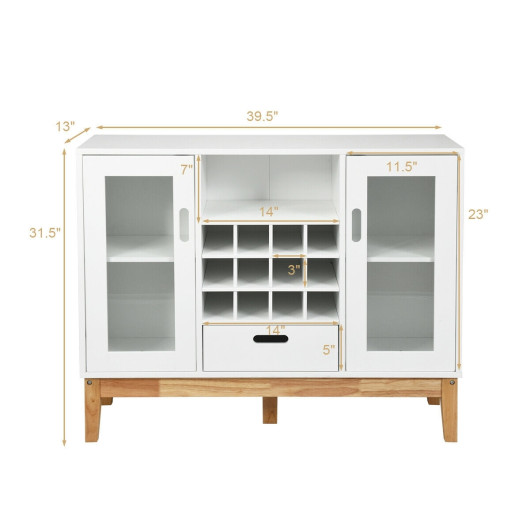 Wood Wine Storage Cabinet Sideboard Console Buffet Server-White - Image 5