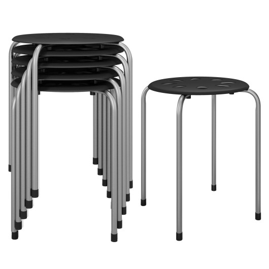 Set of 6 Portable Plastic Stack Stools -Gray - Image 2