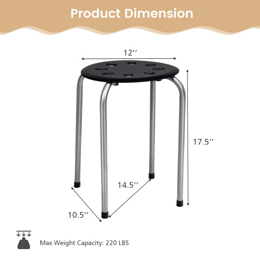 Set of 6 Portable Plastic Stack Stools -Gray - Image 3