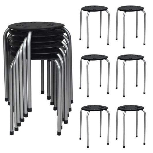 Set of 6 Portable Plastic Stack Stools -Gray - Image 4