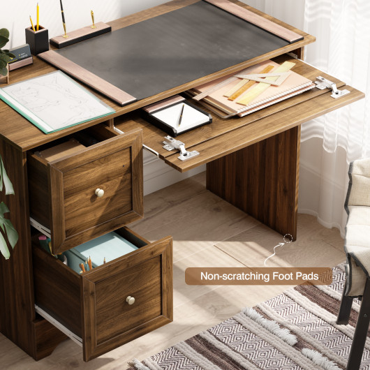 Wooden Vintage Computer Desk with 3 Drawers for Home and Office - Image 5