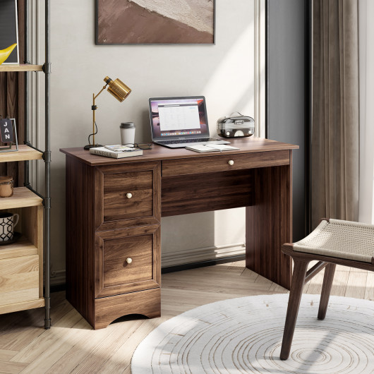 Wooden Vintage Computer Desk with 3 Drawers for Home and Office - Image 6