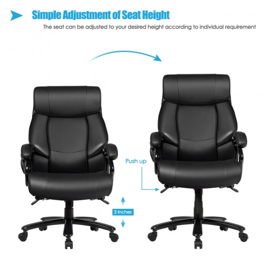 Big & Tall 400lb PU Leather Massage Office Chair-Black - Image 5
