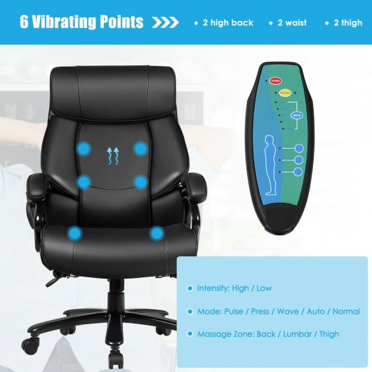 Big & Tall 400lb PU Leather Massage Office Chair-Black - Image 3