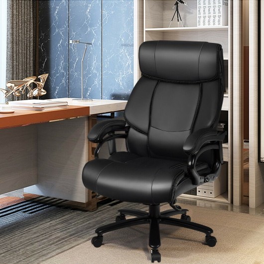 Big & Tall 400lb PU Leather Massage Office Chair-Black - Image 2