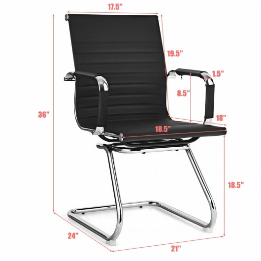 Set of 2 Heavy Duty Conference Chair with PU Leather-Black - Image 5