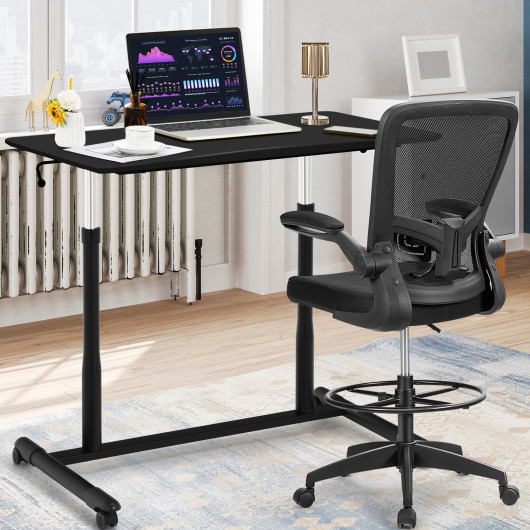 Height Adjustable Computer Desk Sit to Stand Rolling Notebook Table -Black - Image 3