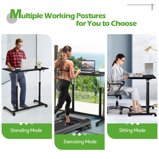 Height Adjustable Computer Desk Sit to Stand Rolling Notebook Table -Black - Image 4