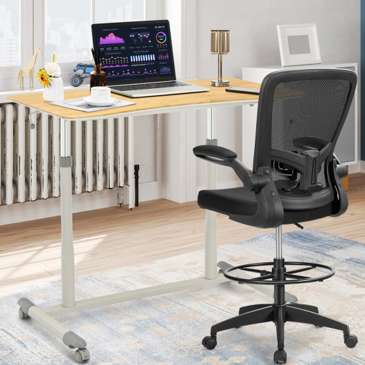 Height Adjustable Computer Desk Sit to Stand Rolling Notebook Table -Natural - Image 5