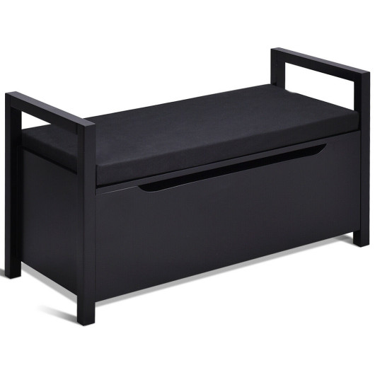 34.5 15.5 19.5 Inch Shoe Storage Bench with Cushion Seat for Entryway-Black