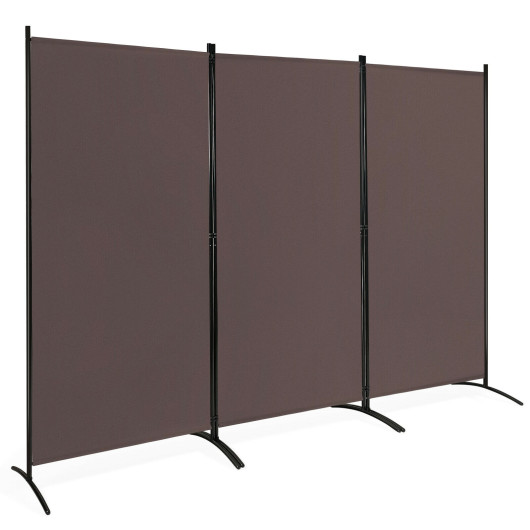 3-Panel Room Divider Folding Privacy Partition Screen for Office Room-Brown - Image 3