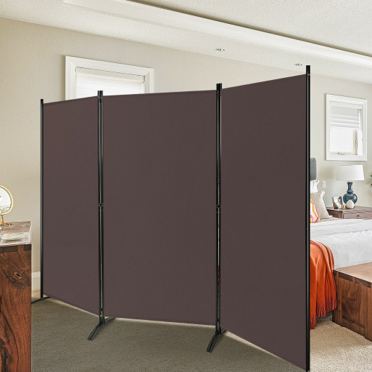 3-Panel Room Divider Folding Privacy Partition Screen for Office Room-Brown - Image 5