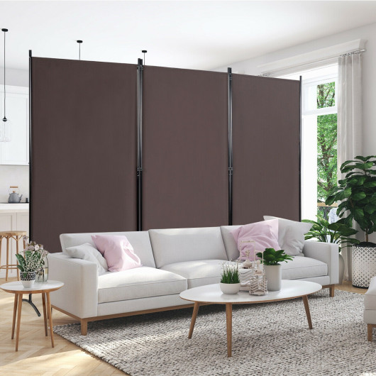 3-Panel Room Divider Folding Privacy Partition Screen for Office Room-Brown - Image 2