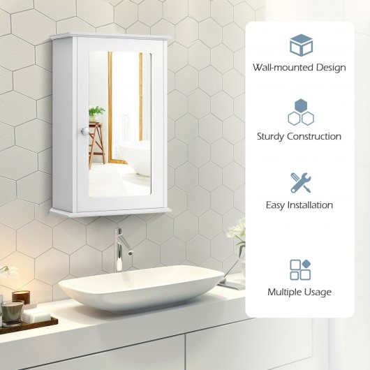 Bathroom Wall Cabinet with Single Mirror Door