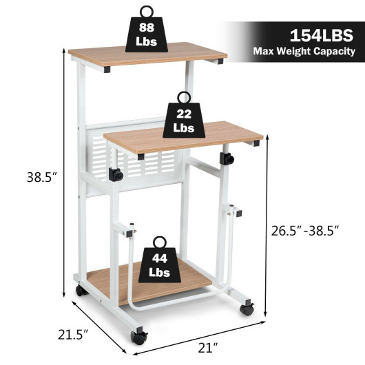 Height Adjustable Mobile Computer Stand-Up Desk with 2 Modes - Image 4