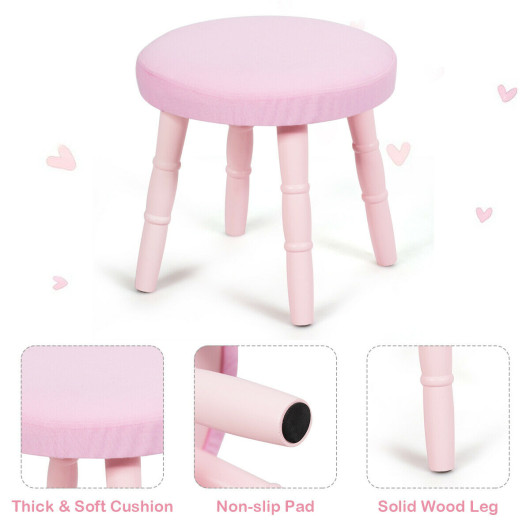 Kids Vanity Makeup Table and Chair Set Make Up Stool - Image 4