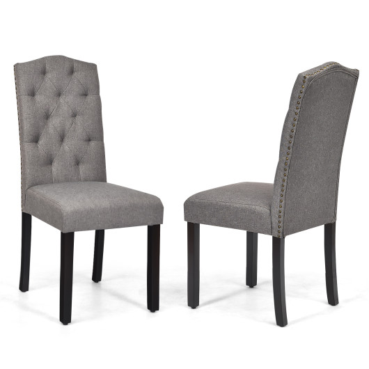 Set of 2 Tufted Upholstered Dining Chairs-Gray - Image 2