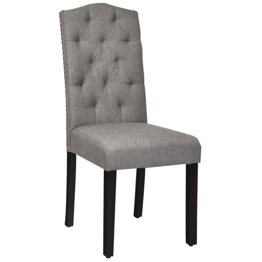 Set of 2 Tufted Upholstered Dining Chairs-Gray - Image 3