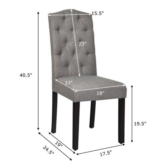 Set of 2 Tufted Upholstered Dining Chairs-Gray - Image 6