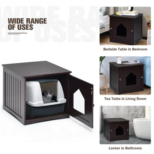 Sidetable Nightstand Weatherproof Multi-function Cat House-Brown - Image 6