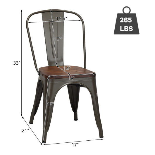 18 Inch Height Set of 4 Stackable Style Metal Wood Dining Chair-Dark Green - Image 5