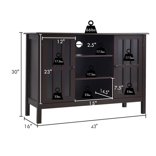 Wooden TV Stand Console Cabinet for 50 Inch TV-Brown - Image 6