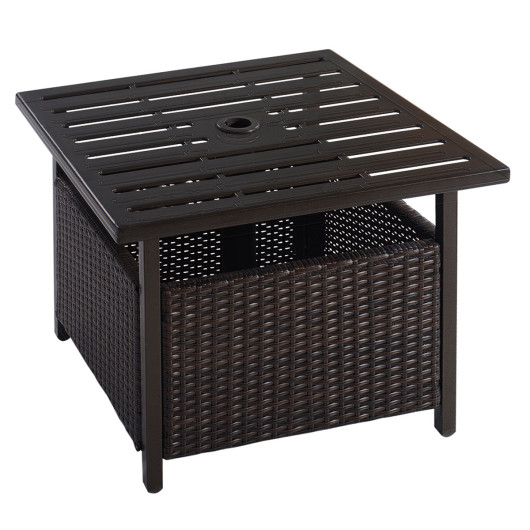 Outdoor Patio Rattan Wicker Steel Side Deck Table - Image 2