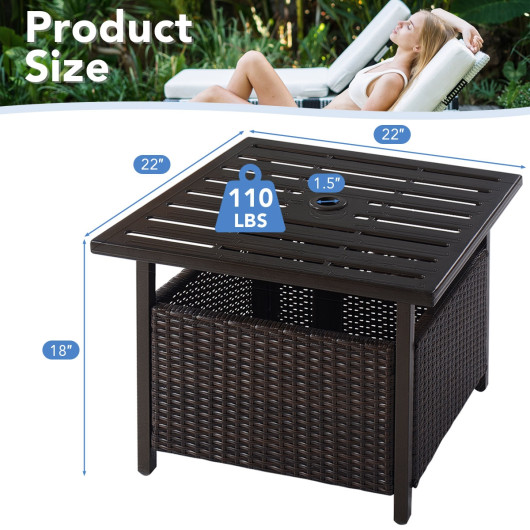 Outdoor Patio Rattan Wicker Steel Side Deck Table - Image 6