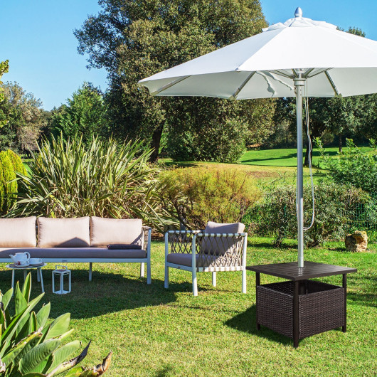Outdoor Patio Rattan Wicker Steel Side Deck Table - Image 4