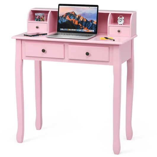 Removable Floating Organizer 2-Tier Mission Home Computer Vanity Desk-Pink - Image 6