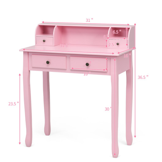 Removable Floating Organizer 2-Tier Mission Home Computer Vanity Desk-Pink - Image 4