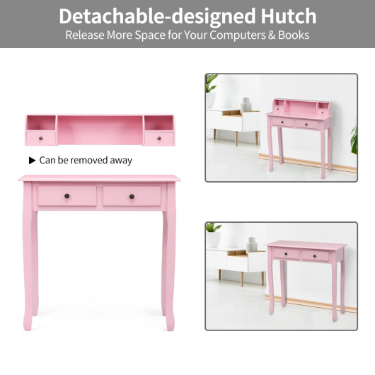Removable Floating Organizer 2-Tier Mission Home Computer Vanity Desk-Pink - Image 3