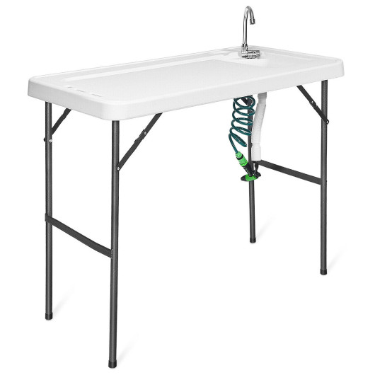 Folding Cleaning Sink Faucet Cutting Camping Table with Sprayer - Image 4