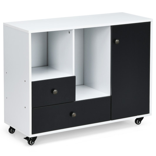 Lateral Mobile Filing Cabinet with 2 Drawers-Black - Image 2