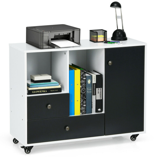 Lateral Mobile Filing Cabinet with 2 Drawers-Black - Image 6