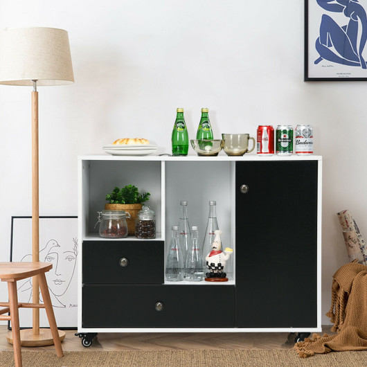 Lateral Mobile Filing Cabinet with 2 Drawers-Black - Image 3