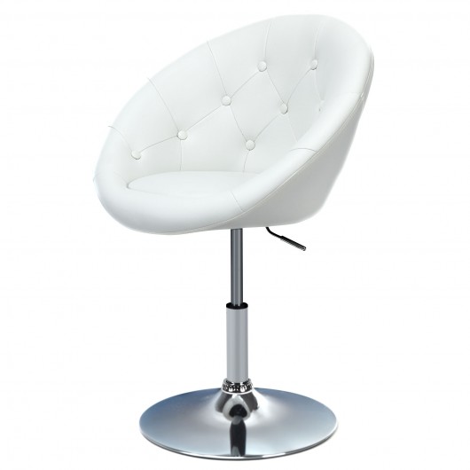 1 Piece Adjustable Modern Swivel Round Tufted-White - Image 5