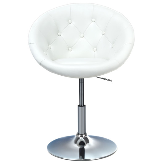 1 Piece Adjustable Modern Swivel Round Tufted-White - Image 4